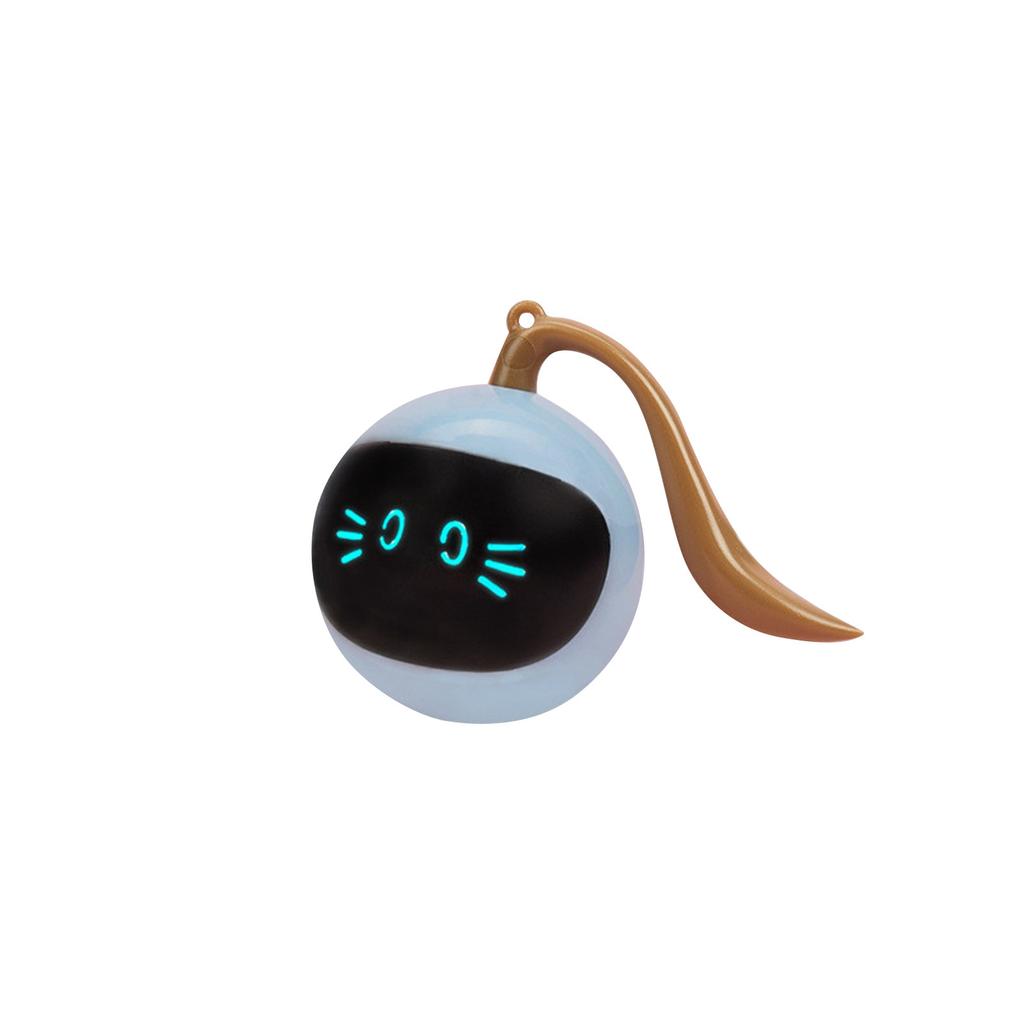 Интерактивная игрушка-мяч для кошек, может издавать звуки, веселье, автоматически катящийся мяч, с пушистой игрушкой-мячом, маленький мышиный хвост, перезаряжаемый