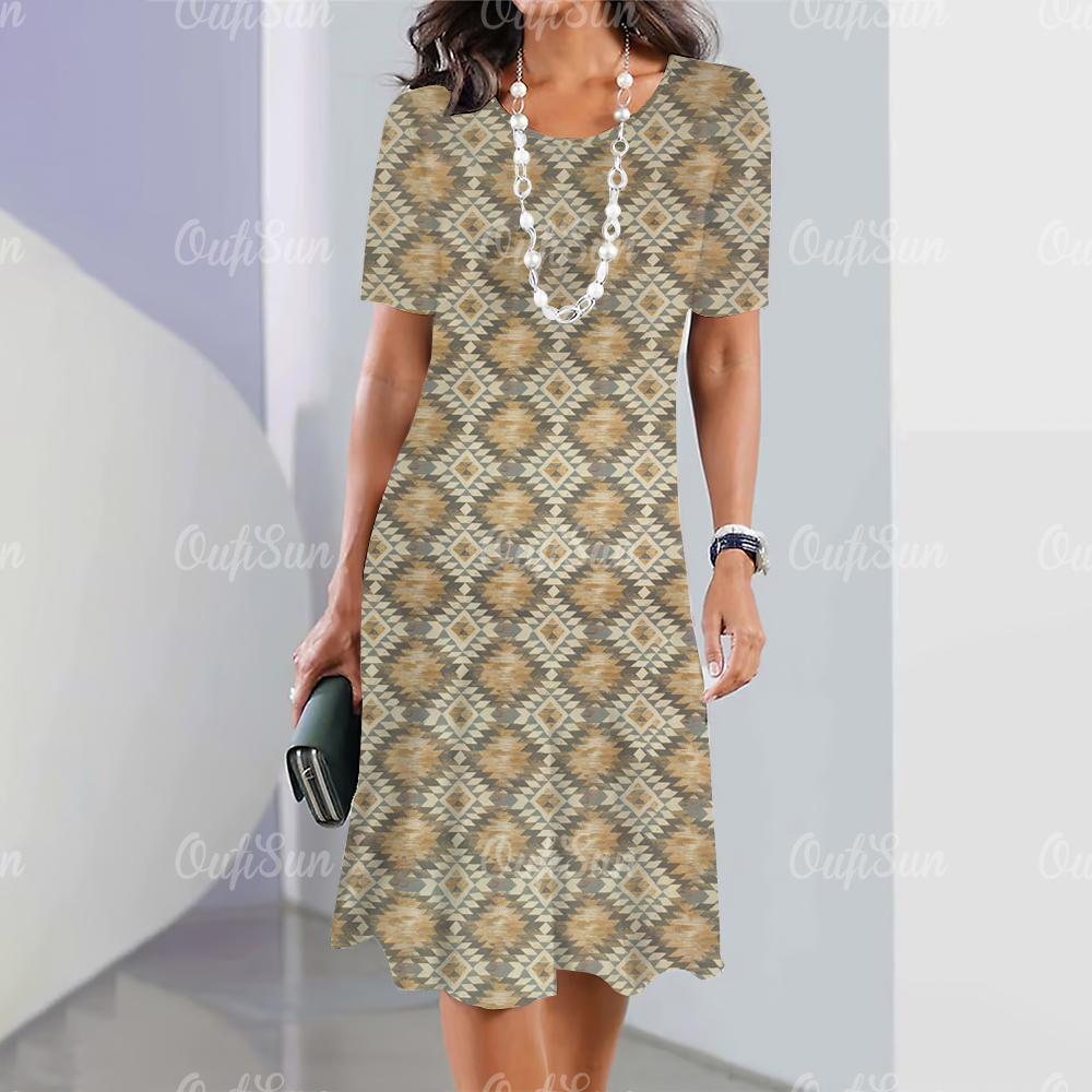 New Elegant Geometric 3D Print Women's Dresses Dresses Plus Size Female