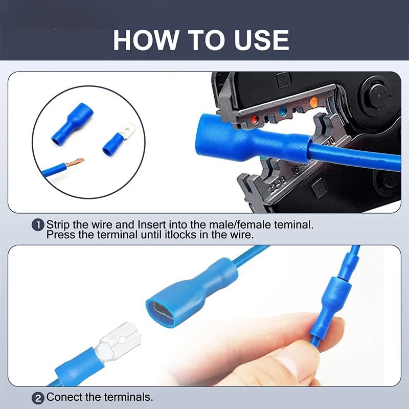 Spade Crimp Terminals Electrical Wire Connectors Insulated Male and Female For Quick Connection Cables Splice Plugs