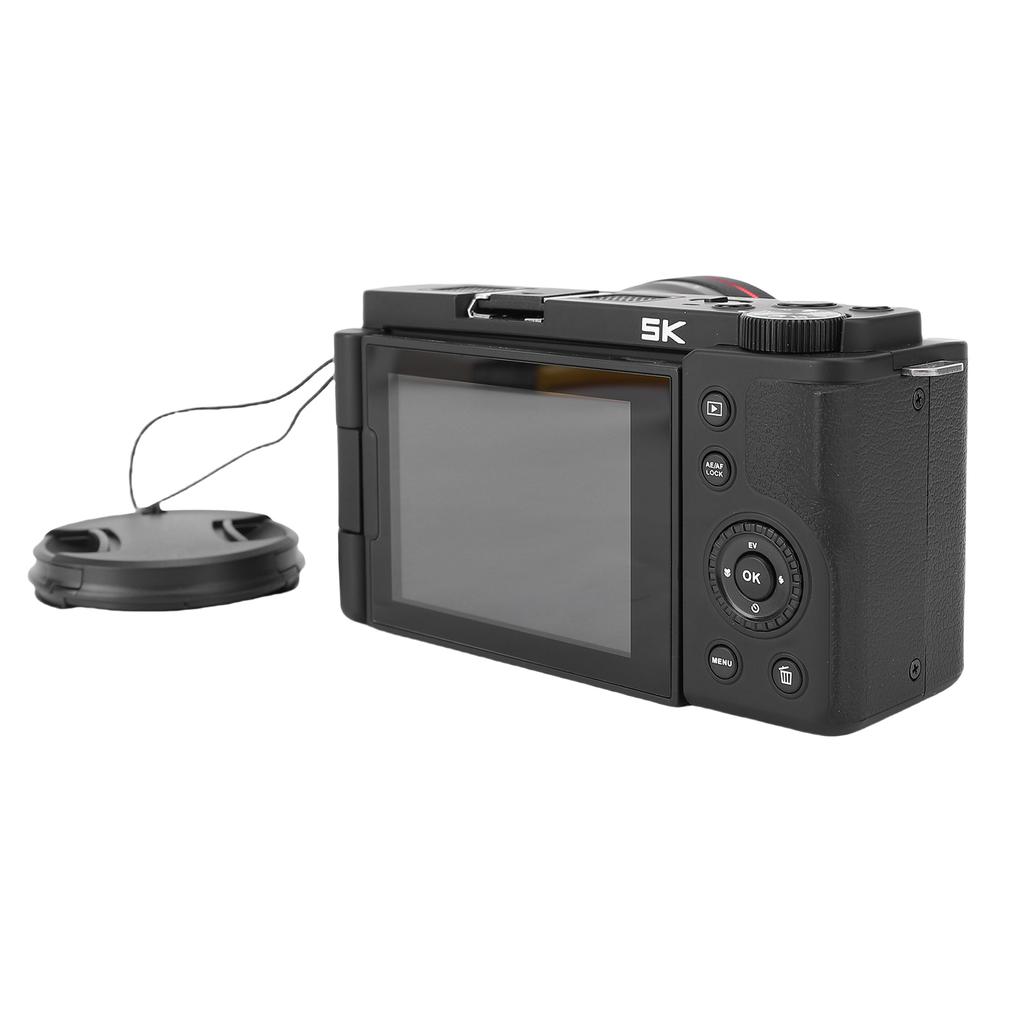 5K 72MP Digital Camera 12X Optical Zoom Camera with Flip Screen Multiple Filters LED Flash for Landscape Portrait Black