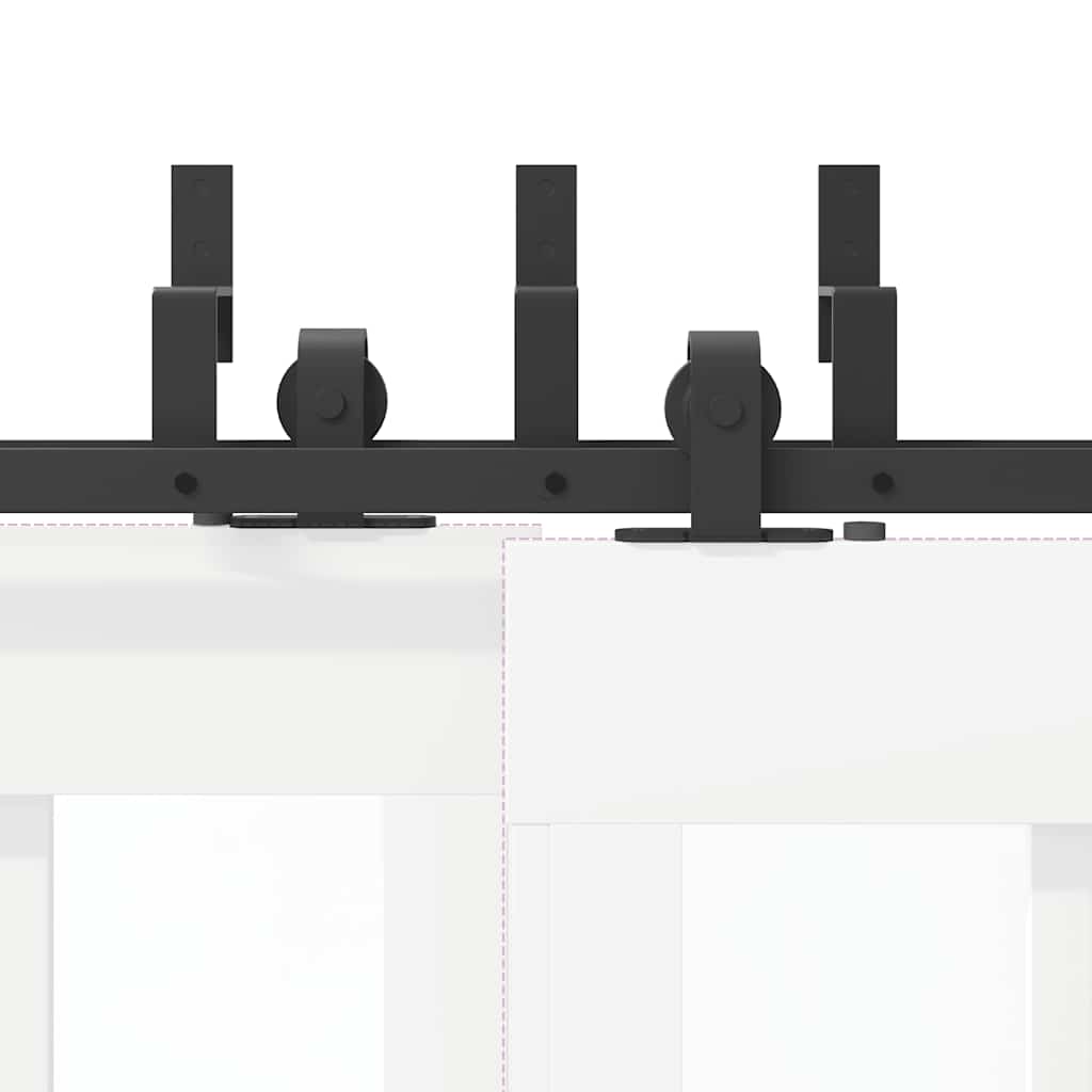 Sliding Door Hardware Set 200 cm Steel Black