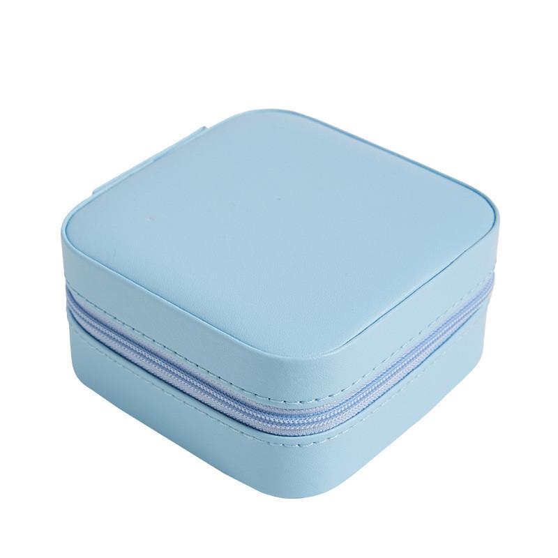 Classic Leather Jewelry Box With Mirror For Earrings And Rings Storage