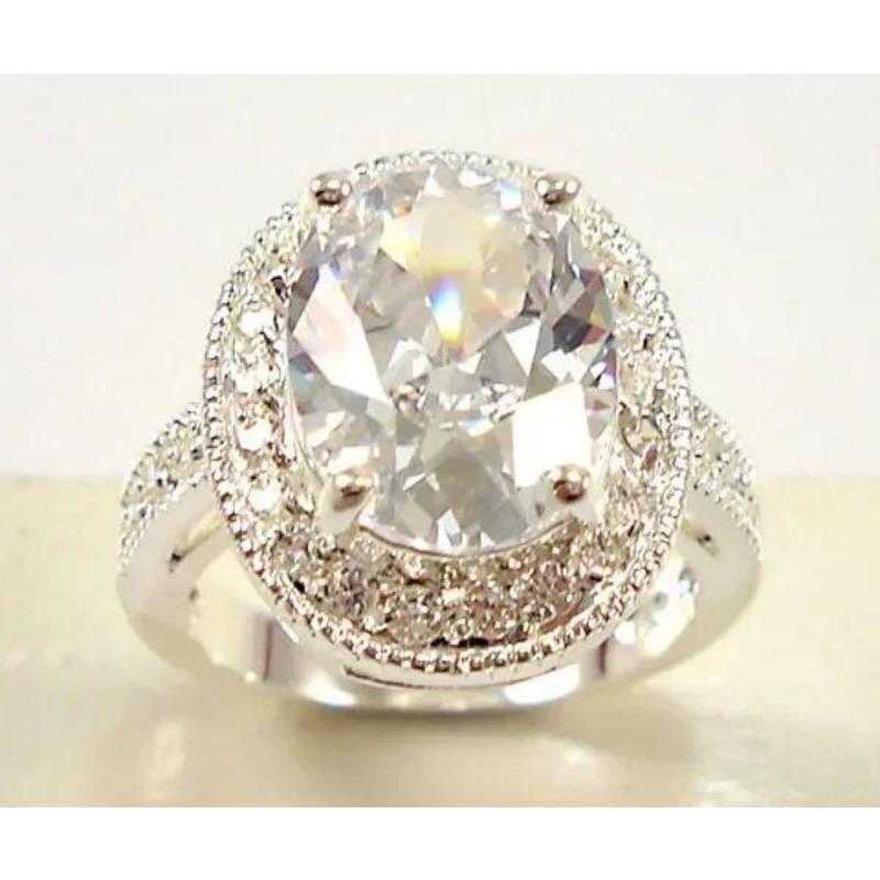 2025 New Luxury Women's Big Black Stone Ring Fashion Silver Zircon Wedding Rings Female Bride Love Engagement