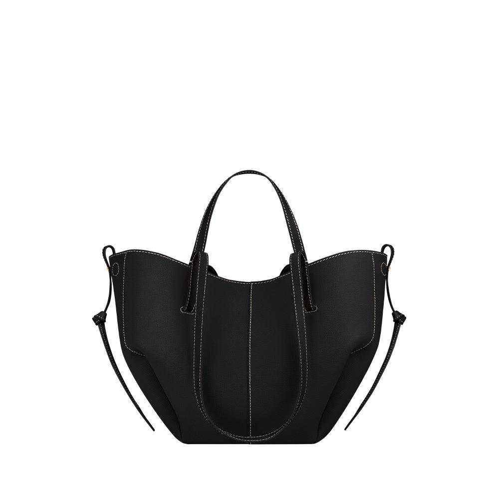 Genuine Leather Crossbody Tote Bag - Niche Design Commuter Bucket Bag, Large Capacity for Women