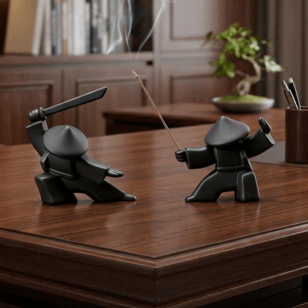 2PCS Samurai Figurine Incense Burner Unique Samurai Statue Ornament  Gift Idea