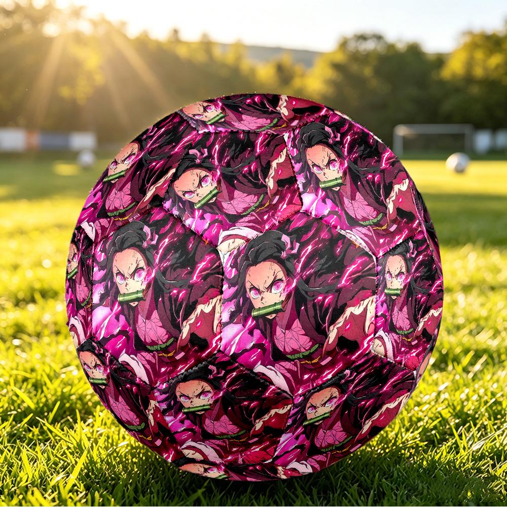 Demon Slayer Printed Size 5 Standard Football, Waterproof PU Training Soccer Ball for Outdoor Sports