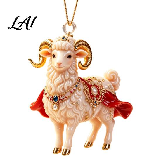Indoor Holiday Decorations 2D Flat Christmas Sheep Hanging Ornament with Lanyard Acrylic Gift for Family And Friends Tree Pendant Home Party Festive