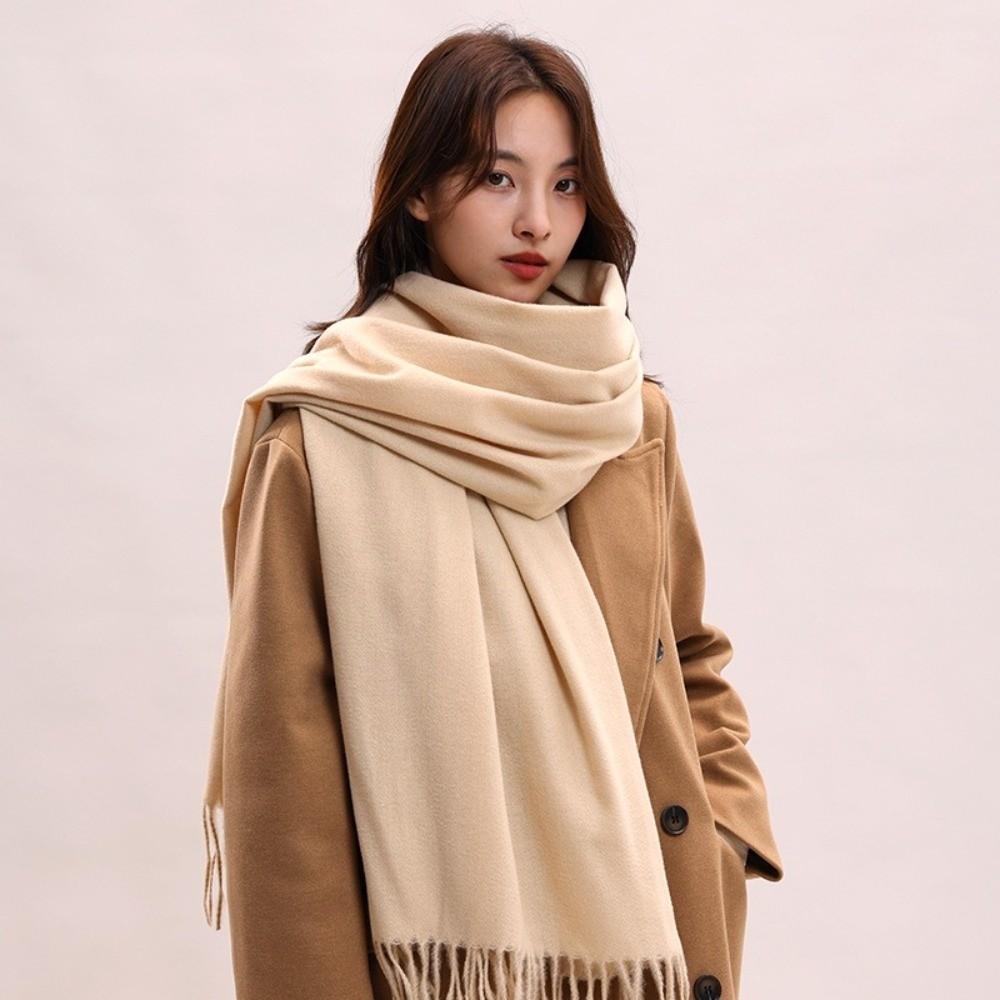 Tassel Imitation Cashmere Scarf Korean Style Women Shawl Simple Winter Neckerchief Autumn