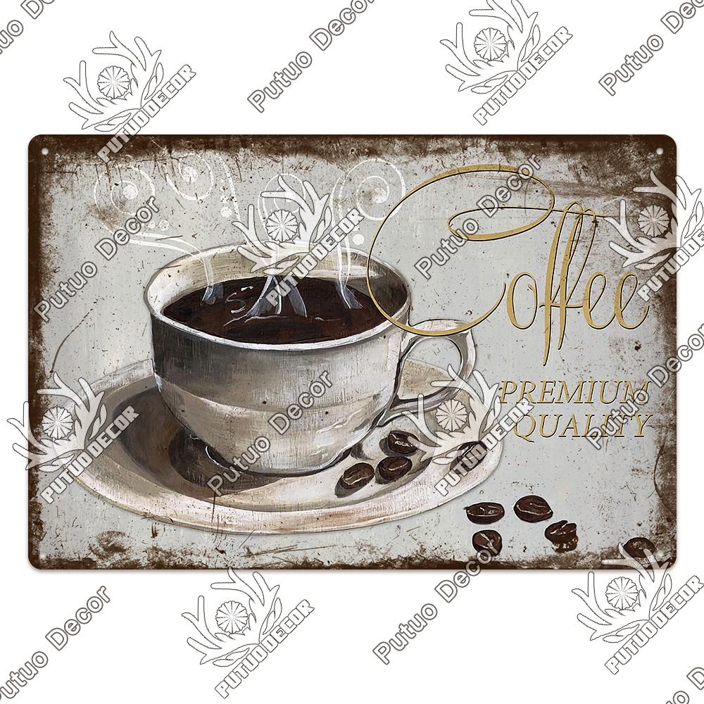Decor Coffee Vintage Tin Sign Metal Sign Decorative Plaque Retro Plate Cafe Kitchen Living Room Coffee Bar Decoration