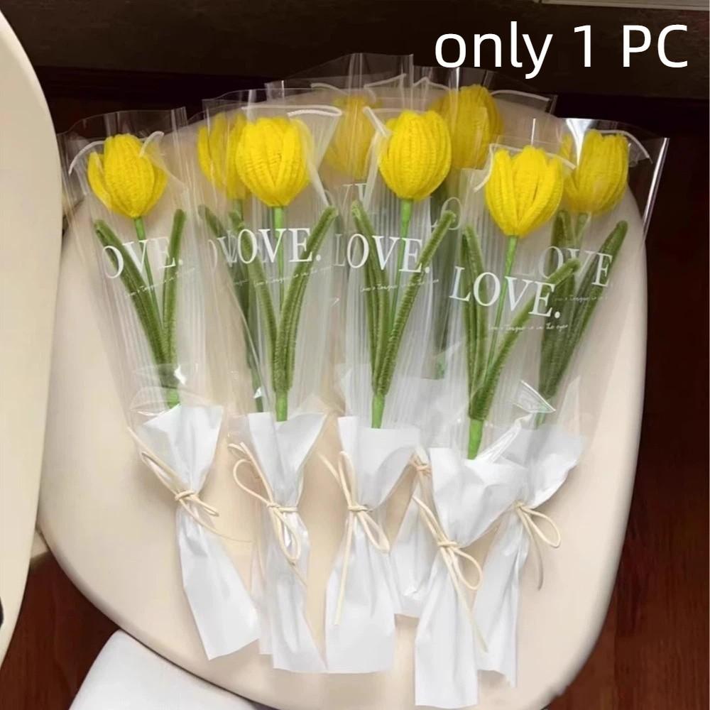 Handmade Sweet Flower Bouquet Graduation Gifts Artificial Tulip Flower Tulip Twisting Rod Birthday