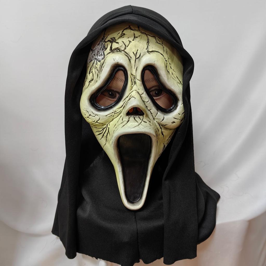 Halloween Horror Grim Reaper Skull Mask, Murder Mystery Game Dead by Daylight Scream Ghost Mask, Wolf Fang Ghost Mask