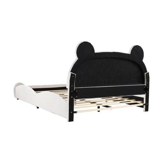 Toddler Bed Solid Construction High Durability Strong Load Bearing Sturdy Legs Kids Easy to Assemble Modern Upholstered Single Crib for Home