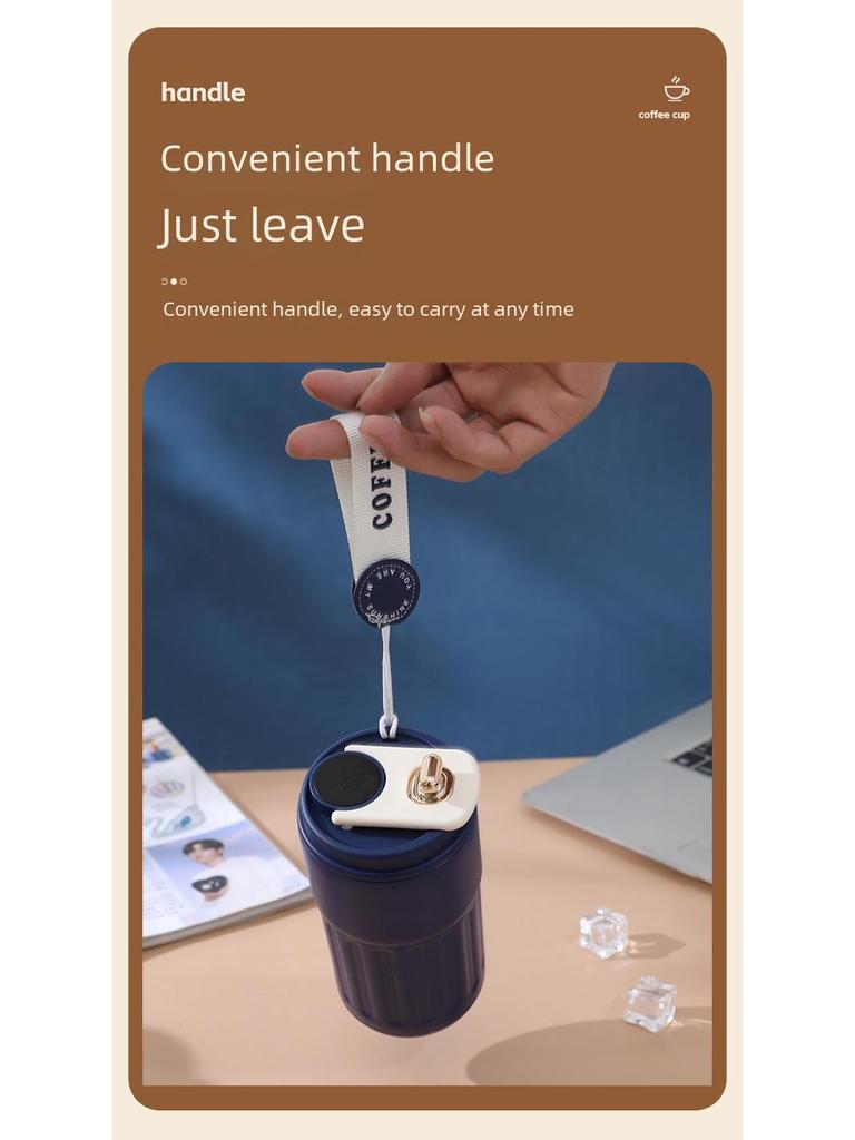 Симпатичная портативная термокружка с интеллектуальным дисплеем температуры – дорожная кружка из нержавеющей стали 316 с веревкой для переноски