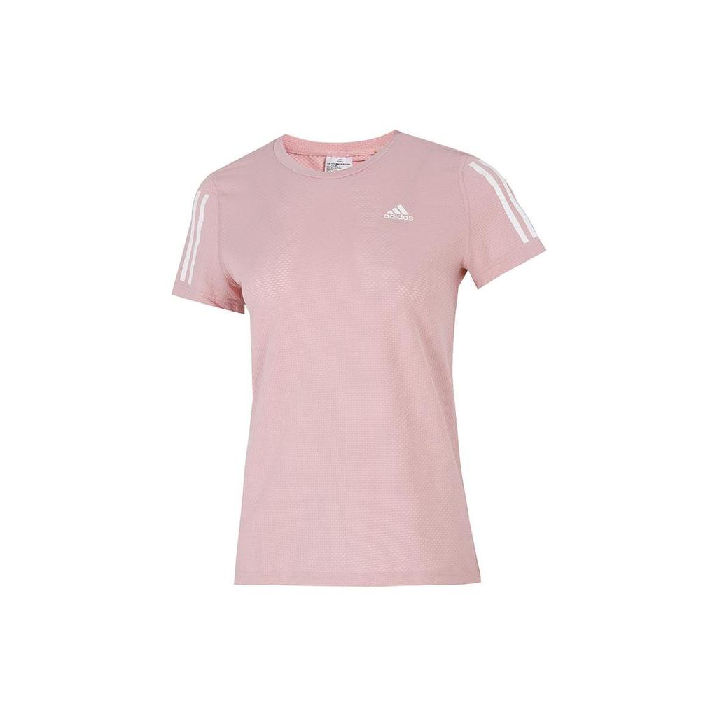 adidas Женская футболка Own The Run Cooler с тремя полосками и логотипом, розовый HD0641