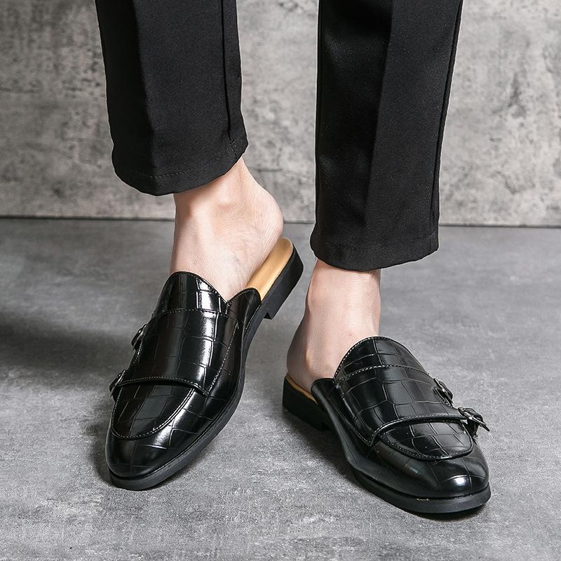 Модные тапочки, роскошные дизайнерские мужские полутапочки, повседневные тапочки, роскошные летние тапочки, кожаные туфли, мужские мюли