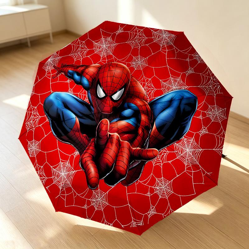 Spiderman Web 8 Ribs 3Fold Black Glue Uv Protection Umbrella Sun Protection Rainproof Compact Folding Umbrella For Travel Daily Use C924602