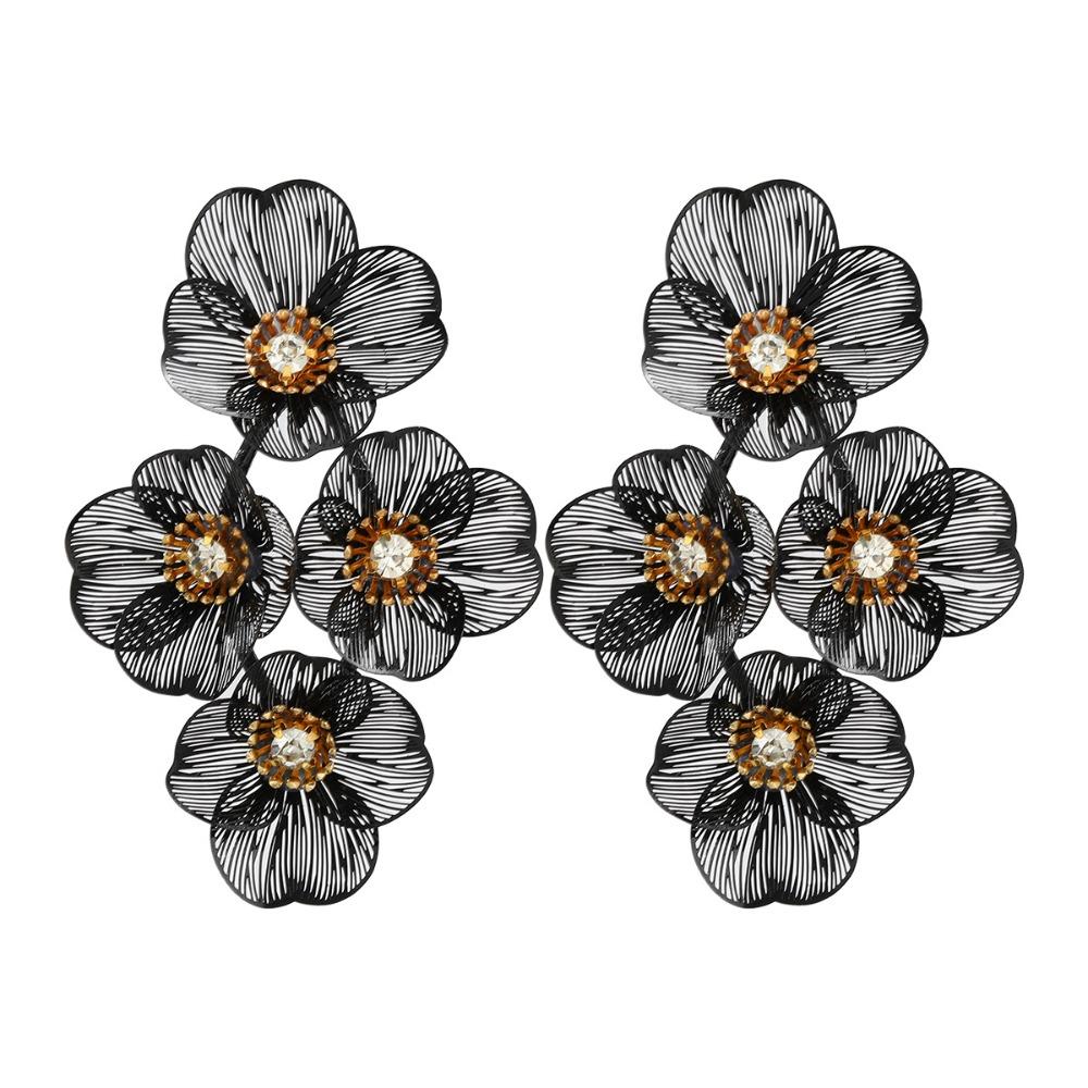 Роскошные преувеличенные цветочные серьги-подвески из цинкового сплава, длинные висячие серьги с цветочными кисточками, банкетные