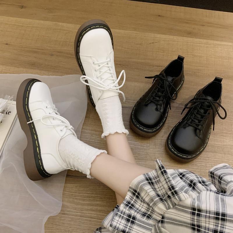 Fashion Women Platform Boots Punk Motorcycle Boot for Woman Short Ankle Booties Low Top Fashion British Thick Bottom Ladies Bootines