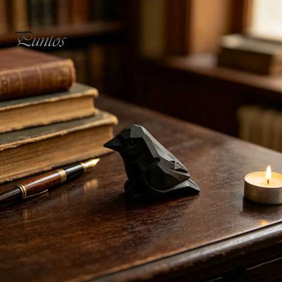 Ручная резьба по дереву Ворон Декор Липовая фигурка, Форма птицы/Курицы/Вороны/Утки, Цельная художественная деревянная скульптура птицы Минималистичная фигурка для дома