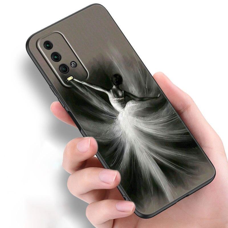 Чехол для телефона «Балерина» для девочек Xiaomi Redmi Note 10 9 Pro Max 10S 10T 9A 9C 9S 9T 8A 8T 8 7 Pro, мягкий черный чехол из ТПУ