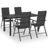 Garden Dining Set - Black - 5 Pieces - Weather Resistant - Aluminum - Contemporary
