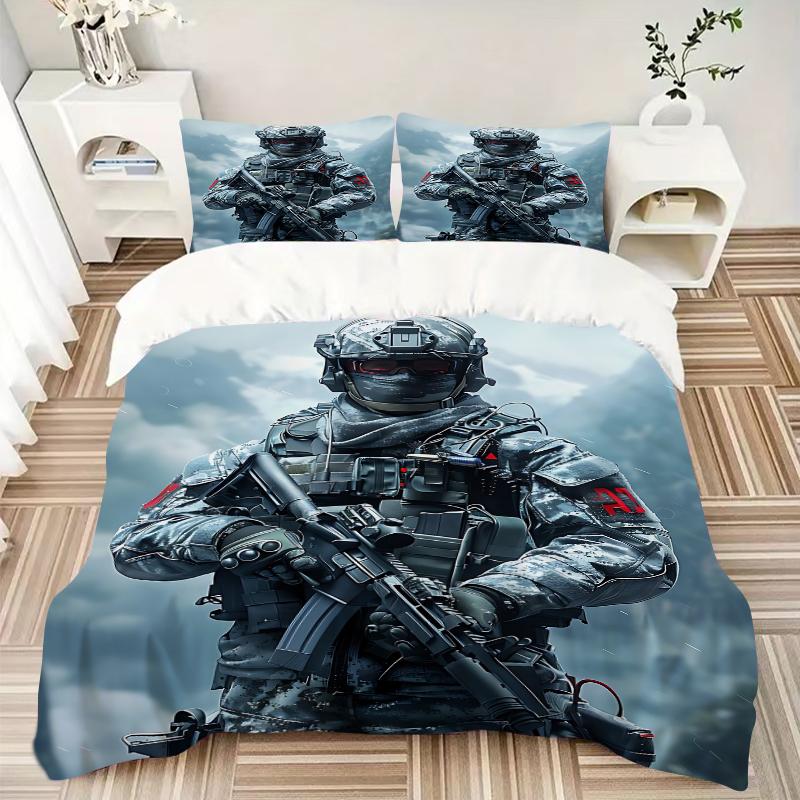 3Pcs Future Soldier Armor Bedding Set Soft Fabric Duvet Cover Pillowcases Home Christmas Xmas Halloween Gift 1 Duvet Cover 2 Pillowcase G1146