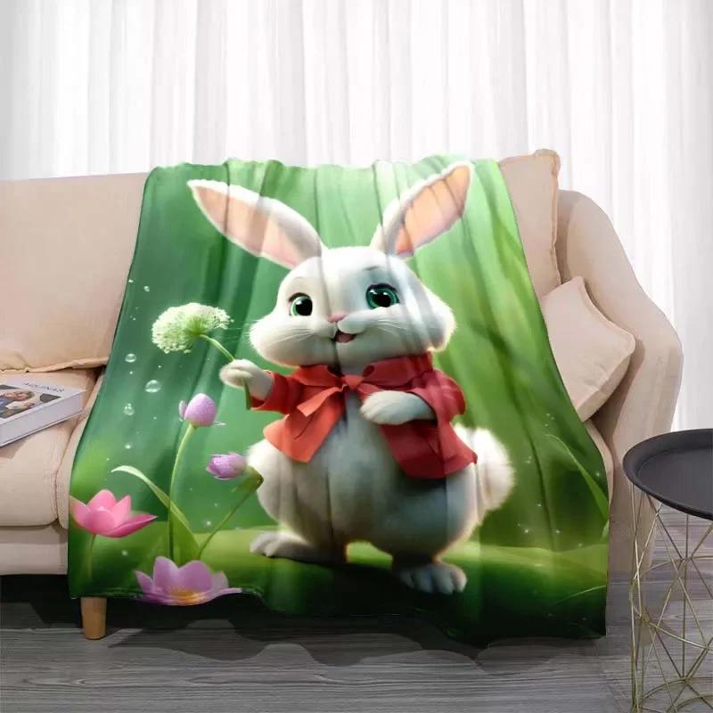 3D Мультяшный узор с кроликом печатное одеяло для гостиной спальни домашнего декора детской комнаты одеяло на кровать пикниковые одеяла Роскошное