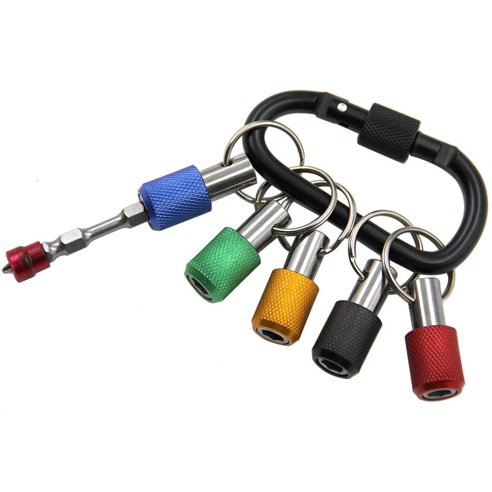 5pc color key chain quick-change extension rod 1/4 hexagon handle screwdriver quick-release sleeve change-over rod tool set