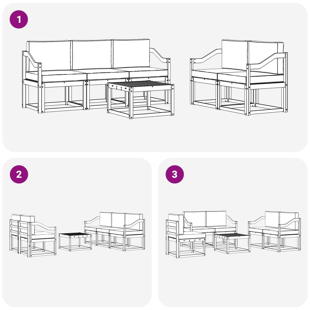 Outdoor Sofa Set with Cushions 6 pcs Natural and Light Grey