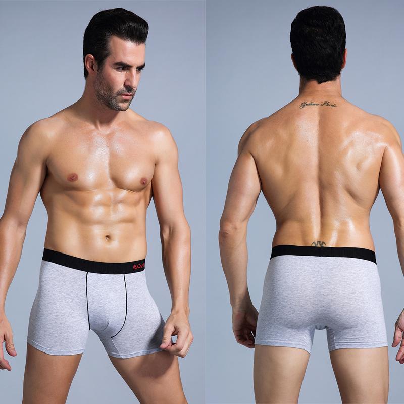 BONITOS 4 шт. однотонные боксеры для мужчин, хлопковые мужские трусы, комплект сексуального мужского нижнего белья