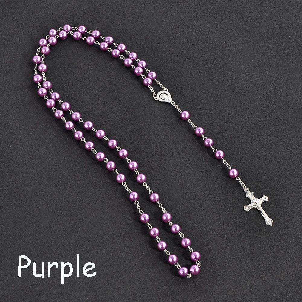 Hot Sale Vintage Crucifix Jesus Rosary Beads Chain Cross Necklace Virgin Mary Pendant