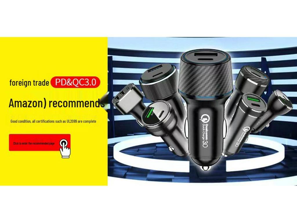 Универсальное быстрое автомобильное зарядное устройство: Type-C QC3.0 & PD 20 Вт для устройств Samsung, Apple и Android