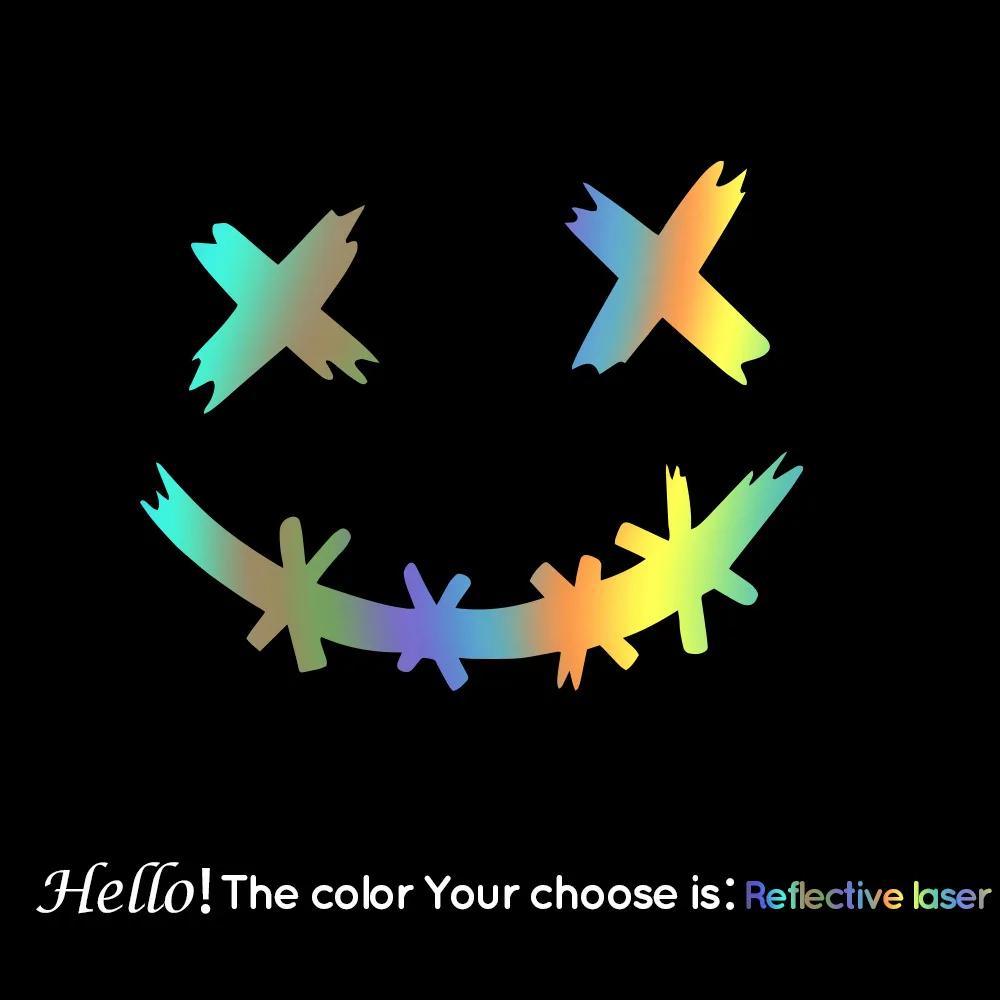 Наклейка на автомобиль Наклейки с улыбающимся лицом демона Наклейки на мотоциклетный шлем Светоотражающая Водонепроницаемая Наклейка с улыбающимся лицом Украшение кузова автомобиля