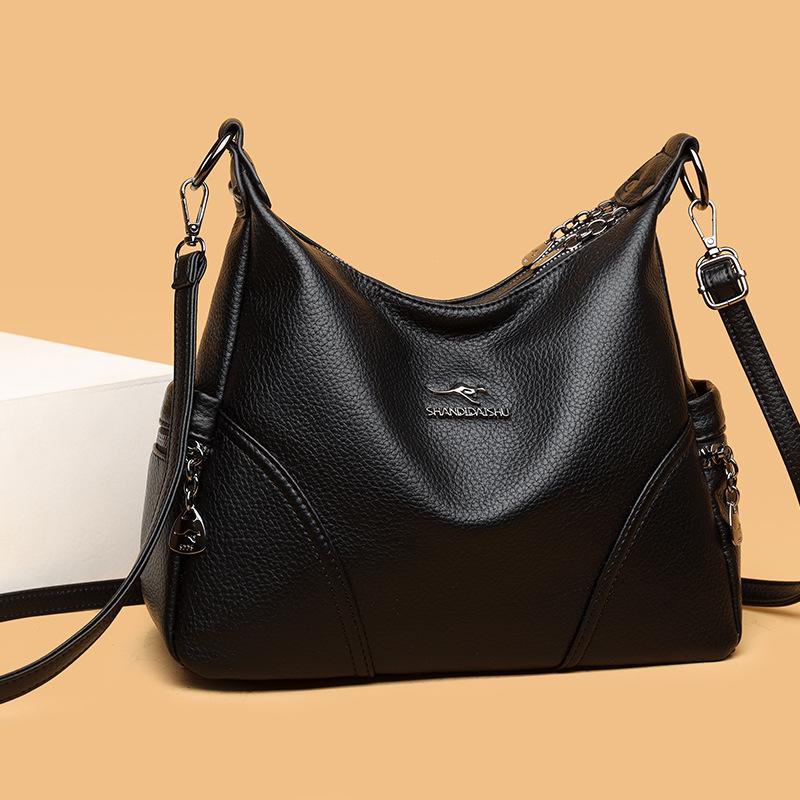 Сумка женская новая текстура мягкой кожи простая большая вместимость сумка-тоут подмышечная женская на плечо