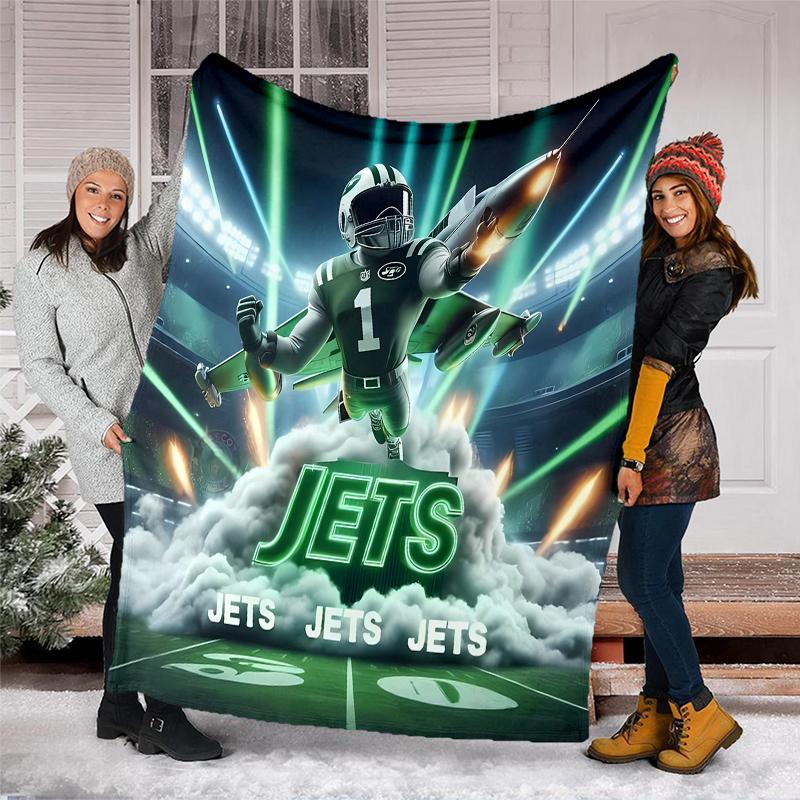 New York Jets logo printed blanket—lightweight,soft,warm;versatile blanket all seasons—perfect as &air-conditioning throw,nap blanket