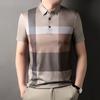 Летняя мужская футболка с отворотом, короткий рукав, футболка-поло с коротким рукавом, новая одежда для мужчин среднего возраста, клетчатый топ