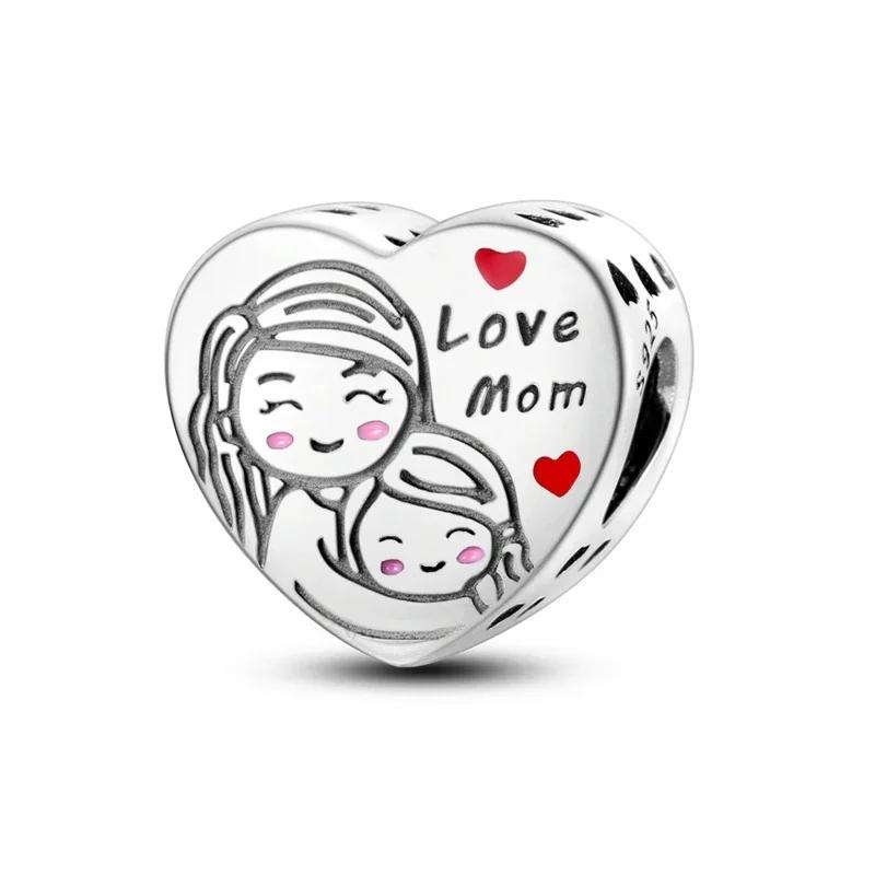 copper Heart Shaped Warm Family Love Mother Pendant Baby Feet Pacifier Charm Bead Charms Bead Charms Compatible With Bracelets Jewellery Gift