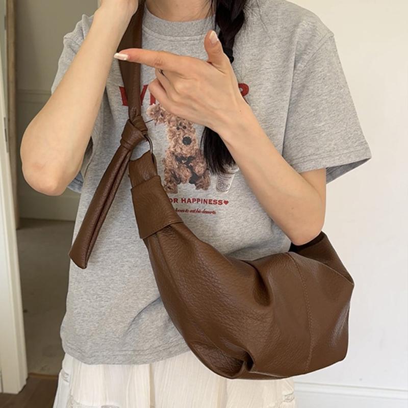 Корейская винтажная плиссированная сумка-хобо через плечо женская из мягкой ПУ кожи, сумка-пельмень, летняя повседневная, большой вместимости, на плечо KTY