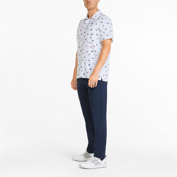 Puma Футболка-поло прямого кроя Mattr All Over Print, дышащая, мужская, белая 532980-01