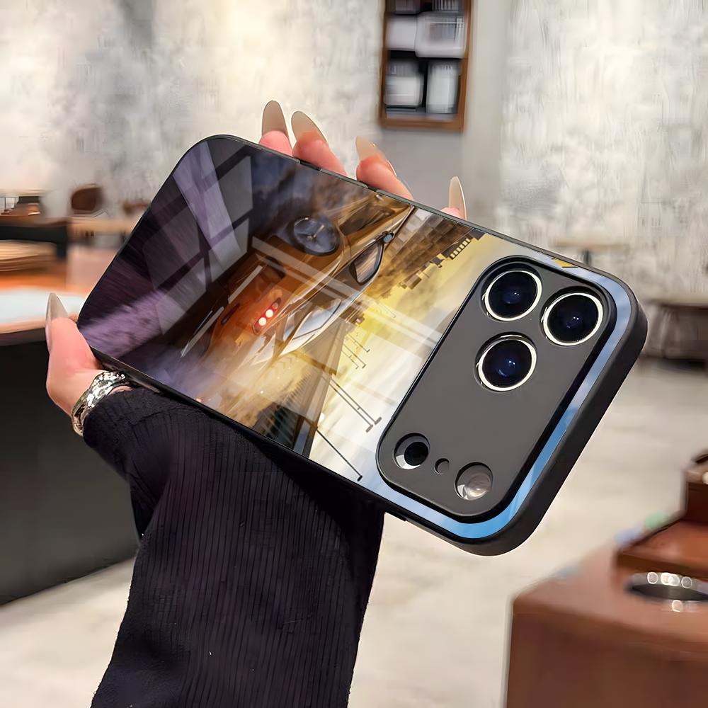 Чехол для телефона Need For Speed для iPhone 17 Air 16 E Pro Max 15 14 13 Mini 12 Pro 11 Max Plus Черное Стеклянное Покрытие