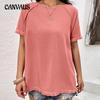 Summer Women's Plus Size T-shirt Round Neck Tassel Splicing Loose Casual Short-sleeved Tops