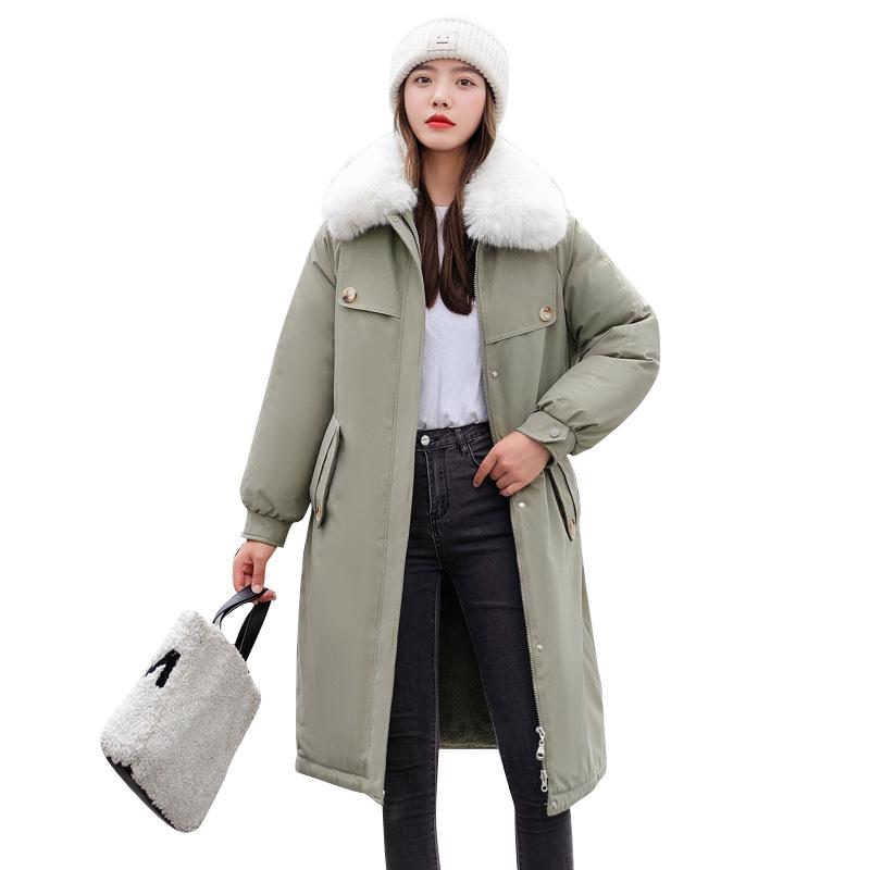 Женская зимняя корейская версия свободного покроя с большим меховым воротником, утолщенная модная куртка-стеганая куртка