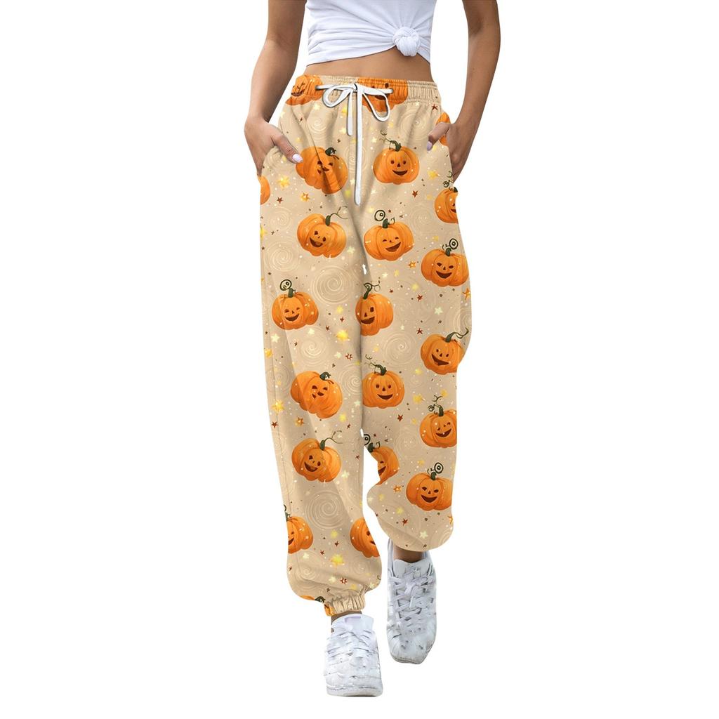 Women's Sports Pants With Pockets Fashion Print Elastic Waist Pants Casual Sweatpants Pants