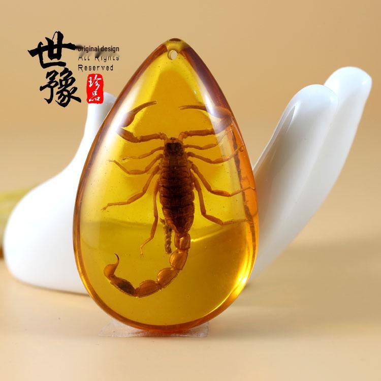 Янтарное ожерелье-бабочка с подвеской-скорпионом - Креативный шарм-капля, аксессуар-цепочка для свитера
