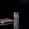 Black Vertical Stripe Windproof Lighter with Metal Pipe and Oblique Flame Design