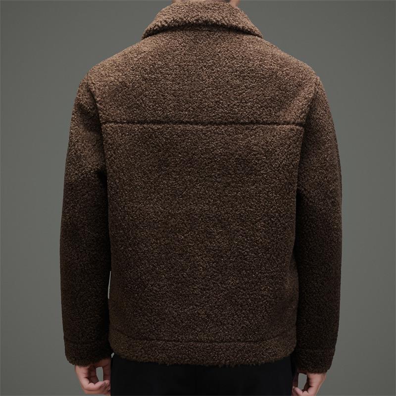 Double-sided Men's Shearling Coat - Winter Casual Single-Breasted Fleece Jacket for Middle-aged and Young Men