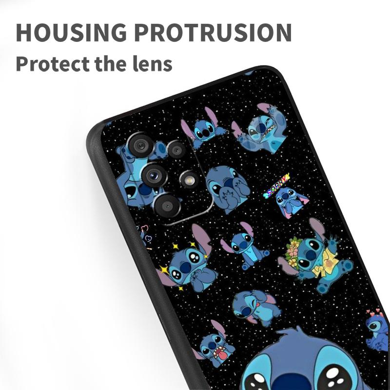 Stitch Cartoon Cute For Samsung A53 A52 A33 A32 A51 A71 A21S A13 A73 A50 A22 A23 A03 A72 A54 A12 5G Black Funda Phone Case