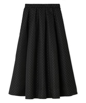 Юбка-клеш с стегаными складками Lame Matelasse Tuck Flare Skirt FWFS261008BLK1