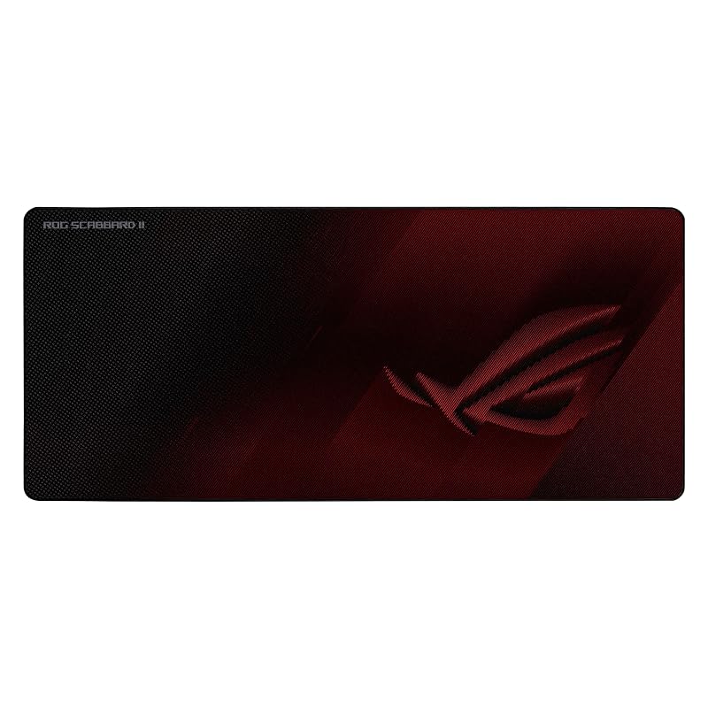 Игровой коврик для мыши ASUS ROG Scabbard II - Экстра большой, Нанопокрытие, отталкивающее пятна, Плоская строчка, устойчивая к истиранию, Нескользящий, Оригинальный отечественный продукт