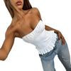 Женский strapless топ-труба с драпировкой и оборками по нижнему краю